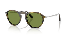 12374E - Striped Black & Olive Green with Green Lenses