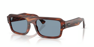 139856 - Striped Havana with Blue Lenses