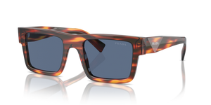 17R06A - Striped Radica with Dark Blue Lenses