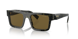 19D01T - Black/Yellow Marble with Dark Brown Lenses