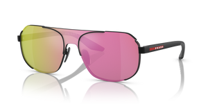 1BO20A - Matte Black with Pink Mirror Lenses