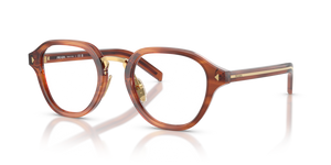 27F1O1 - Striped Cognac with Clear Lenses