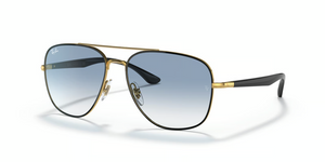 90003F - Black On Gold with Blue Lenses