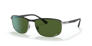 9144P1 - Black On Silver with Polarized Dark Green Lenses
