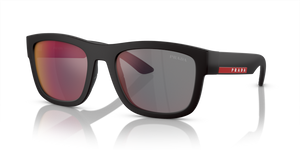 DG008F - Black Rubber with Dark Grey Mirror Blue/Red Lenses
