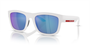 TWK08R - White Rubber with Light Green Mirror Blue Lenses